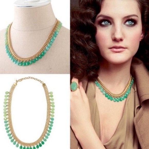 Stella & Dot | Emerald Green Ombré + Gold Contessa Jade Statement Neckla… - Picture 2 of 8